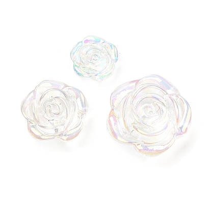 Abalorios de acrílico transparentes, color de ab, flor