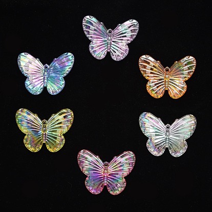 Pendentifs acryliques électrolytiques, de couleur plaquée ab , papillon