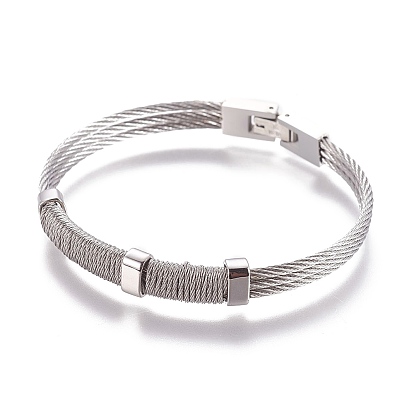 304 Stainless Steel Bangles, with Watch Band Clasps