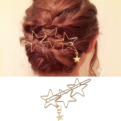 Horquilla geométrica hueca de aleación, declaración del titular de la cola de caballo, accesorios para el cabello para mujeres, estrella