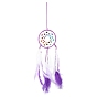 Synthetic & Natural Mixed Stone Pendant Decorations, with Cotton Thread, Woven Net/Web with Feather