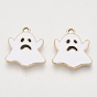Light Gold Plated Alloy Pendants, with Enamel, Ghost, Halloween