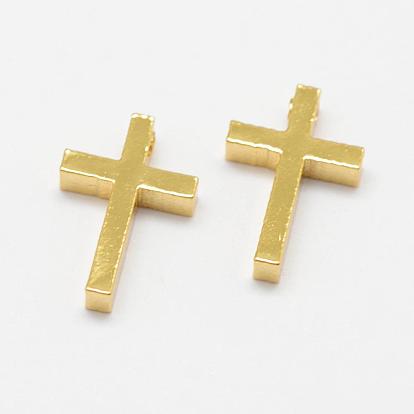 Brass Tiny Cross Charms, Long-Lasting Plated