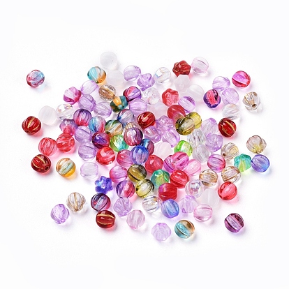Czech Glass Beads, Electroplated/Dyed/Transparent/Gold Inlay Color, Pumpkin