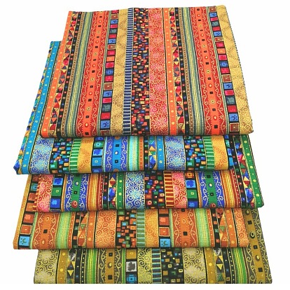 Хлопково-льняная ткань с квадратным принтом, для пэчворка, шить ткани для пэчворка, с рисунком в этническом стиле