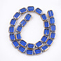 Electroplate Glass Beads Strands, Edge Plated, Rectangle