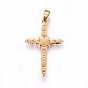 304 Stainless Steel Pendants, with Cubic Zirconia, Cross, Clear