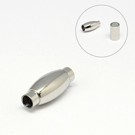 304 Stainless Steel Magnetic Clasps with Glue-in Ends, Column with Barrel, 17x7mm, Hole: 3mm