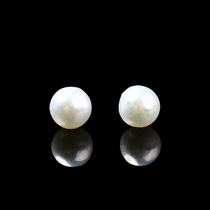 Natural Cultured Freshwater Pearl Beads, Half Drilled, Round