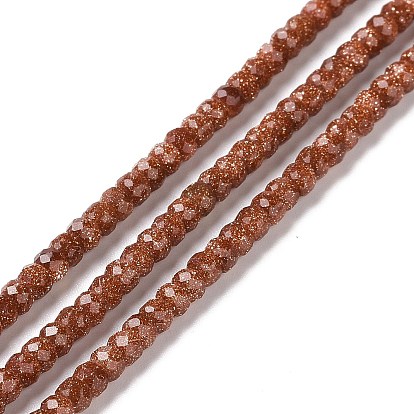 Synthetic Goldstone Beads Strands, Faceted, Rondelle