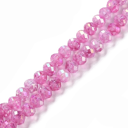 Transparentes perles de verre de galvanoplastie brins, facette, ronde, de couleur plaquée ab 