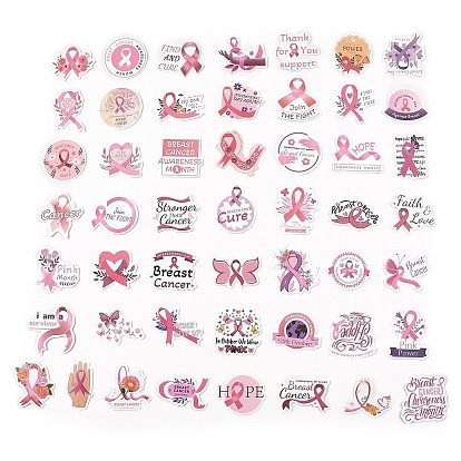50шт мультяшные виниловые наклейки с розовой лентой, Водонепроницаемые наклейки с раком молочной железы для скрапбукинга своими руками, художественный промысел