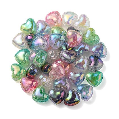 Transparent perles acryliques craquelés, dégradé de couleur, cœur