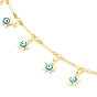 Bracelets et colliers à breloques étoile mauvais œil ensembles de bijoux, avec l'émail, chaînes à maillons de barre en laiton et fermoirs à anneau à ressort