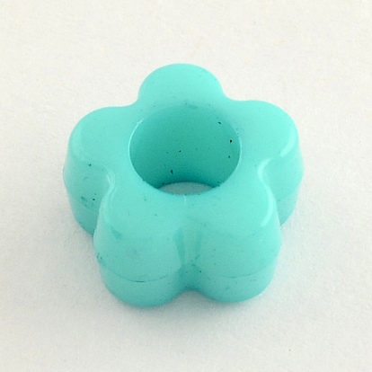 Opaque Acrylic European Beads, Large Hole Flower Beads, 11x6mm, Hole: 5mm, about 1440pcs/500g