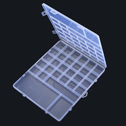 Rectangle Polypropylene(PP) Bead Storage Container, with Hinged Lid and 29 Compartments, for Jewelry Small Accessories