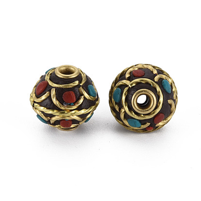 Polymer Clay Handmade Indonesia Beads, with Brass Findings, Barrel, Golden