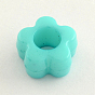 Opaque Acrylic European Beads, Large Hole Flower Beads, 11x6mm, Hole: 5mm, about 1440pcs/500g