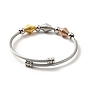 304 Stainless Steel Bicone Beaded Open Cuff Bangle, Twist Rope Torque Bangle for Women