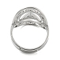 Anillo con loto 304 anillos ajustables de acero inoxidable, anillo de dedo hueco para hombres y mujeres