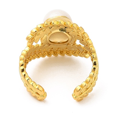 Открытое кольцо-манжета с натуральным жемчугом, женское кольцо из латунной ветки с листьями, долговечный