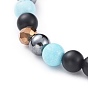 Bracelets élastiques, avec des perles de verre galvanisé et des perles de pierres précieuses mélangées
