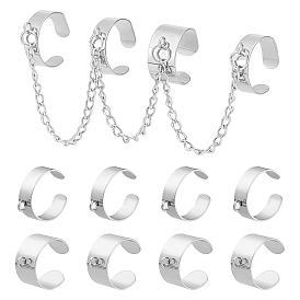 Unicraftale 10Pcs 2 Size Stainless Steel Open Cuff Finger Ring Components, Loop Ring Base