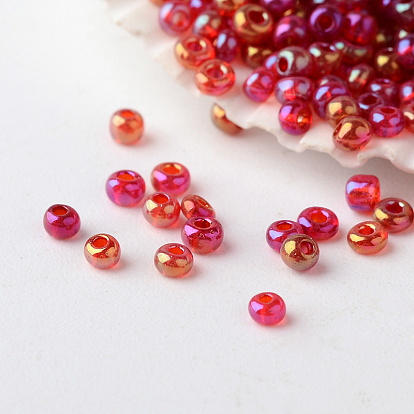 Grade A Round Glass Seed Beads, Transparent Colours Rainbow
