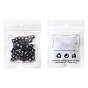 Perles de lettres acryliques artisanales noires, cube avec lettre mixte blanche