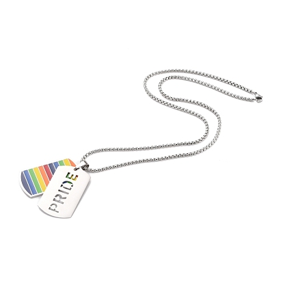 Rainbow Pride Necklace, Army Card with Pride Word Pendant Necklace for Men Women