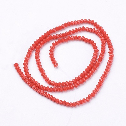 Imitation Jade Glass Beads Strands, Faceted, Rondelle