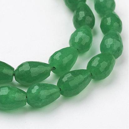 Jade naturel rangées de perles, teint, facette, goutte 