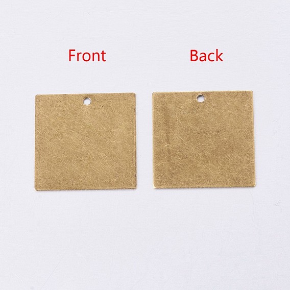 Metal Tags, Brass Stamping Blank Tag Pendants, Square, 20x20x0.5mm, Hole: 1mm