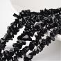 Pépites verre noir brins de perles, 4~6x8~12x2~4mm, Trou: 1mm, environ 34.6 pouce