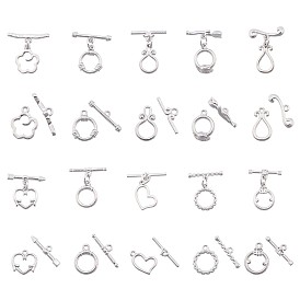 SUPERFINDINGS 20Sets 10 Style Brass Toggle Clasps, Long-Lasting Plated, Mixed Shapes, Cadmium Free & Lead Free