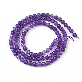 Natural Amethyst Beads Strands, Faceted, Round