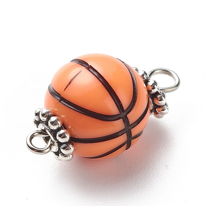 Акриловые подвески для баскетбольных коннекторов, с космическими бусинами античного серебра, круглый шар