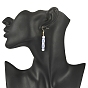 Glass Pearl & Seed Column Dangle Earrings, Golden 304 Stainless Steel Jewelry for Women