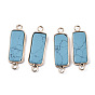 Gemstone Links Connectors, with Light Gold Tone Brass Findings, Rectangle