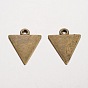 Triangle Tibetan Style Alloy Blank Tag Pendants, Lead Free & Nickel Free & Cadmium Free, 23x18x1.2mm, Hole: 2mm, about 833pcs/1000g