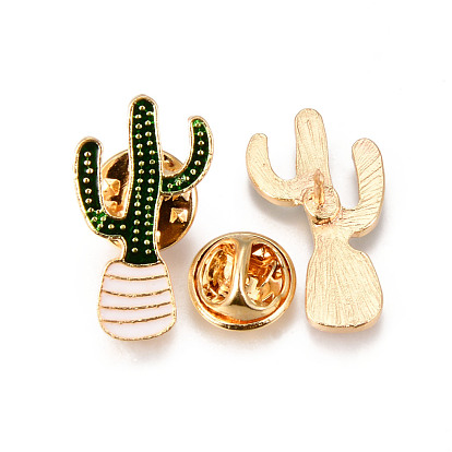 Broches de esmalte de aleación, pin de esmalte, con embragues de mariposa de latón, cactus, la luz de oro, sin cadmio y níque y plomo
