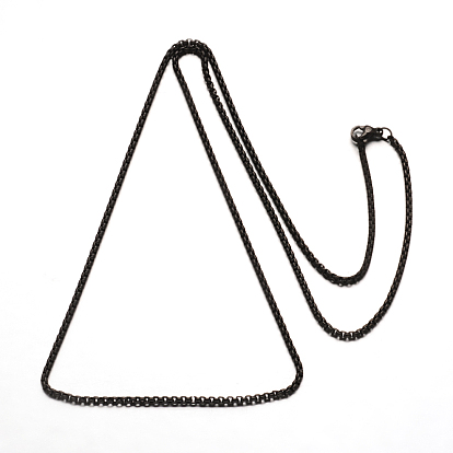304 Stainless Steel Box Chain  Necklaces, with Lobster Claw Clasps, 23.81 inch(60.5cm), 2mm