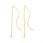 Brass Stud Earring Findings, Ear Threads, with Loop