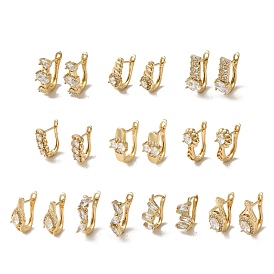 Brass Hoop Earrings, with Glass