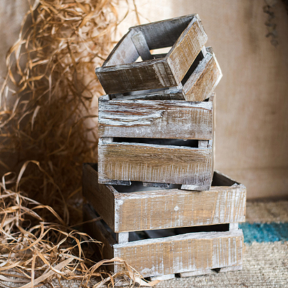 Cajas de almacenamiento de madera para anidar, Cajas rústicas para decoración de exhibición de almacenamiento.