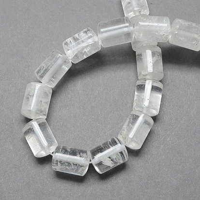 Brins de perles de colonne de cristal de quartz naturel, perles de cristal de roche, 14x10mm, Trou: 1mm, Environ 28 pcs/chapelet, 15.7 pouce