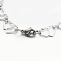 304 Stailess Steel Heart to Heart Link Chain Bracelets, with Lobster Claw Clasps, 7-7/8 inch(200mm)