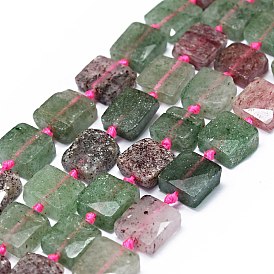 Natural Strawberry Quartz Beads Strands, Faceted, Square