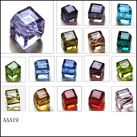 Imitations de perles de cristal autrichien, grade de aaa, facette, cube
