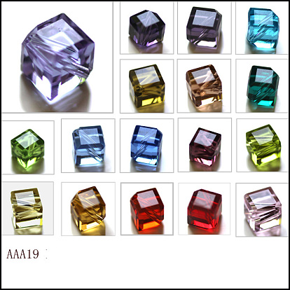 Imitación perlas de cristal austriaco, aaa grado, facetados, cubo